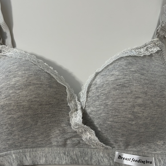 Maternity/Nursing Lave Trim Bra-Gray | Medium - Picture 7 of 15
